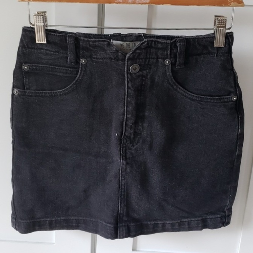 We The Free Denim Skirt Womens 25 Black Mini High Rise Casual